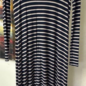BCBGMaxAzria Navy and White Asymmetrical Dress